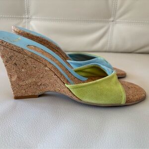 Delman Cork Suede Sandals, Size 8.5